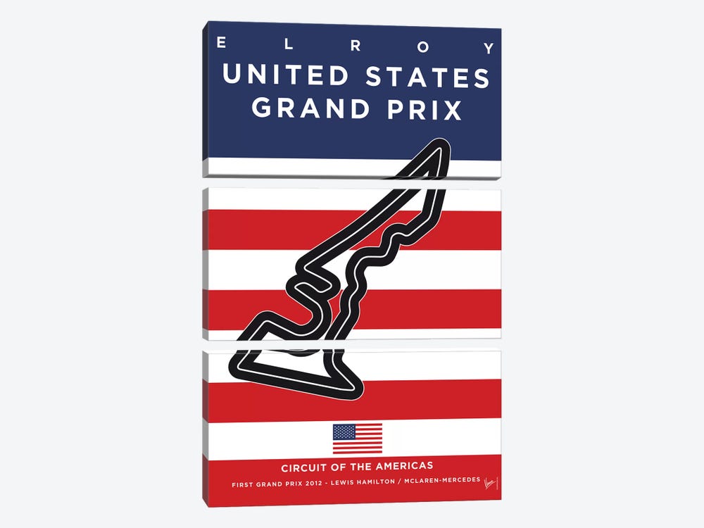 F1 America's Race Track Minimal Poster by Chungkong 3-piece Canvas Artwork