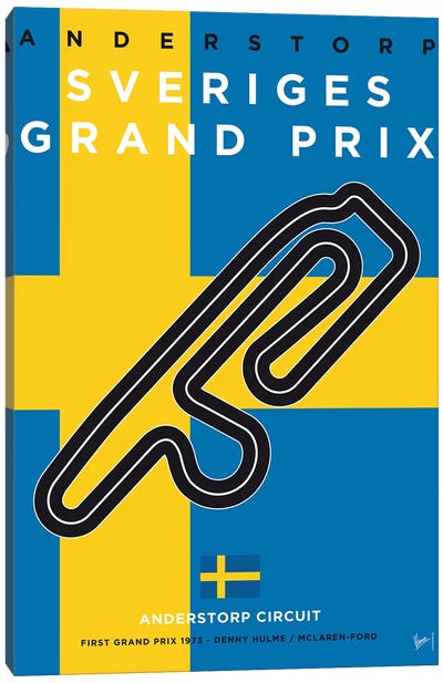 F1 Anderstorp Race Track Minimal Poster Canvas Art Print - Sweden Art