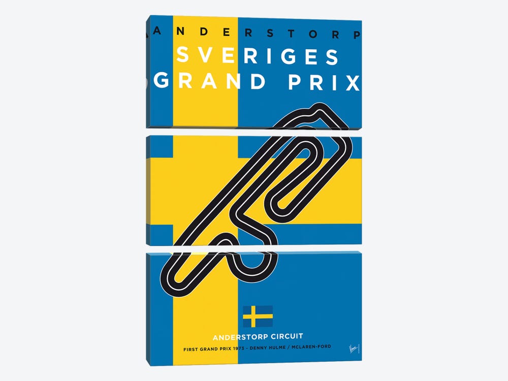F1 Anderstorp Race Track Minimal Poster by Chungkong 3-piece Art Print