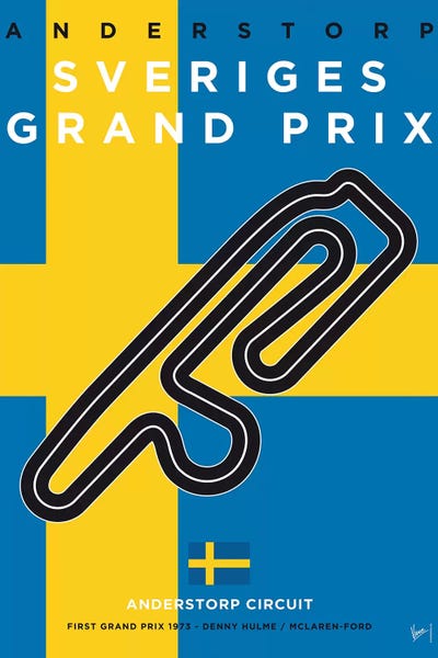 Sweden: F1 Anderstorp Race Track Minimal Poster by Chungkong