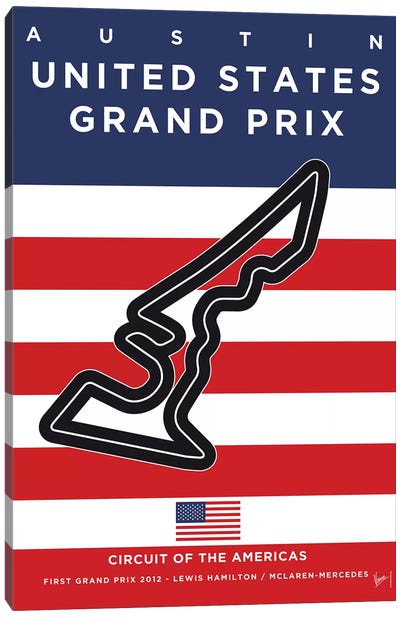 F1 Austin Race Track Minimal Poster Canvas Art Print - Auto Racing Art