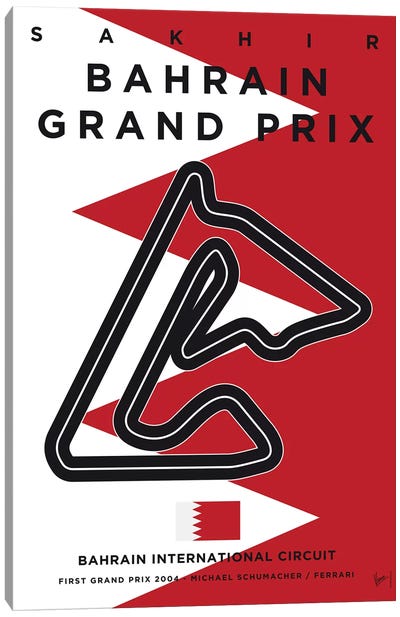 F1 Bahrain Race Track Minimal Poster Canvas Art Print - Auto Racing Art