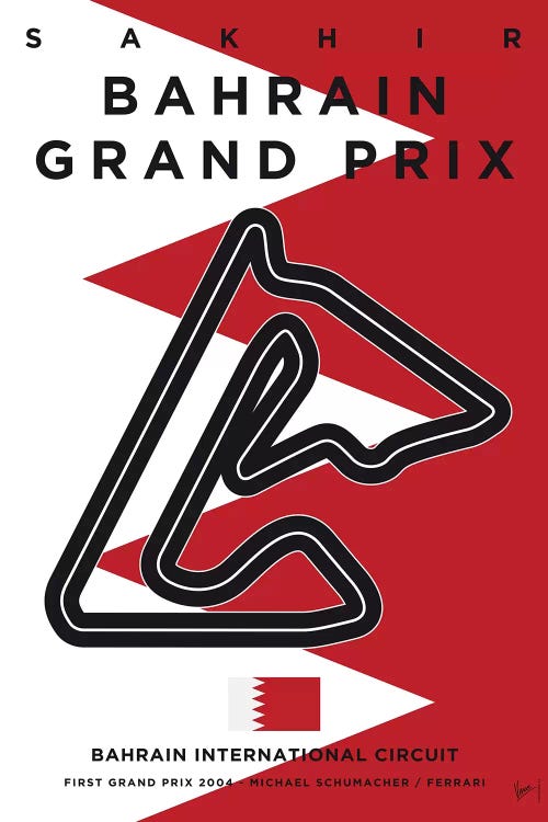 F1 Bahrain Race Track Minimal Poster