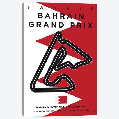 F1 Bahrain Race Track Minimal Poster Canvas Print #CKG843} by Chungkong Canvas Art Print