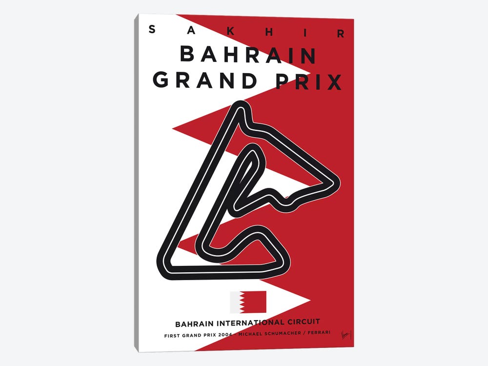 F1 Bahrain Race Track Minimal Poster by Chungkong 1-piece Art Print