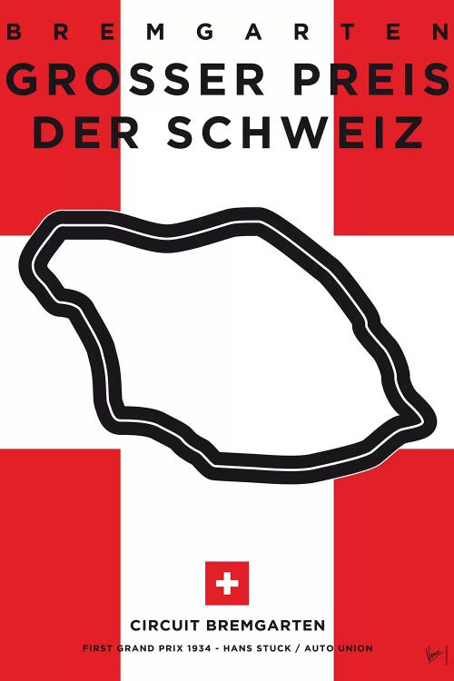 F1 Bremgarten Race Track Minimal Poster by Chungkong wall art