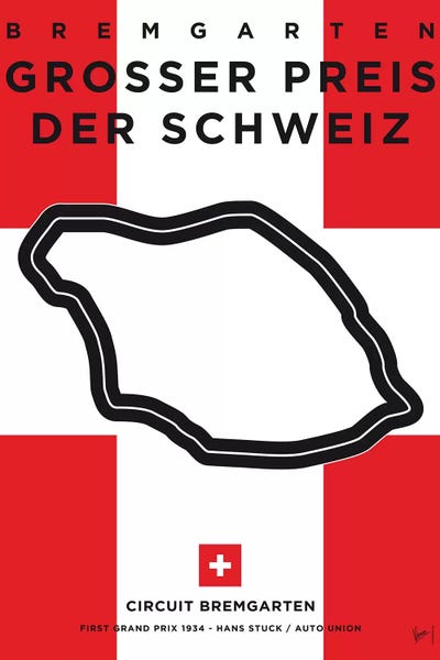 F1 Bremgarten Race Track Minimal Poster