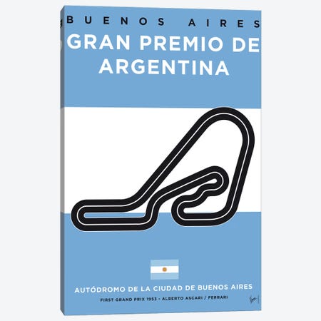 F1 Buenos Aires Race Track Minimal Poster Canvas Print #CKG846} by Chungkong Canvas Art