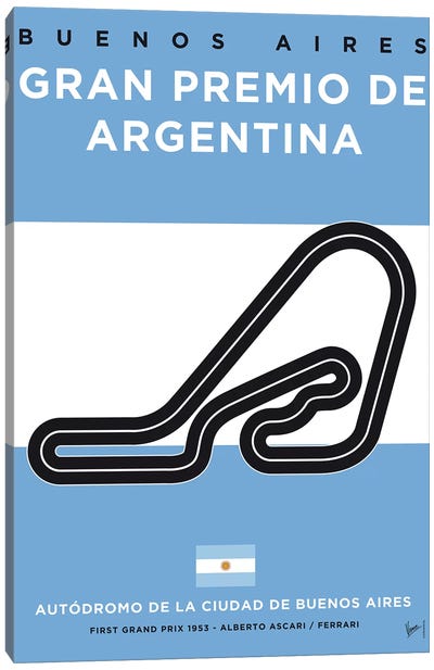F1 Buenos Aires Race Track Minimal Poster Canvas Art Print - Auto Racing Art