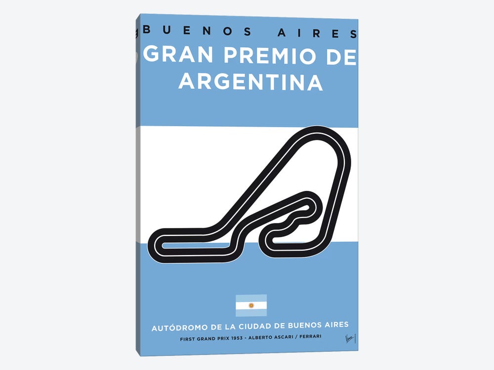 F1 Buenos Aires Race Track Minimal Poster by Chungkong 1-piece Canvas Wall Art