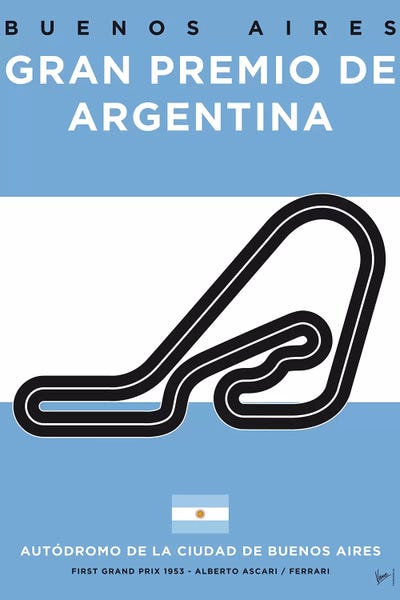 Argentina: F1 Buenos Aires Race Track Minimal Poster by Chungkong