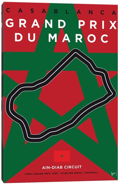 F1 Casablanca Race Track Minimal Poster Canvas Art Print - Auto Racing Art