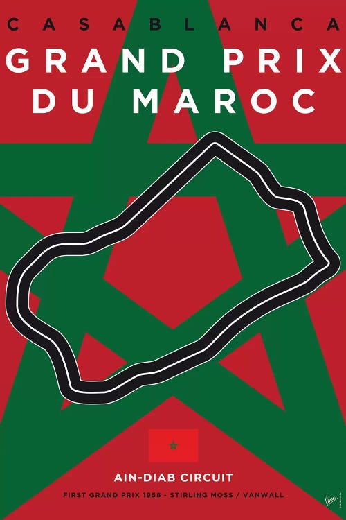 F1 Casablanca Race Track Minimal Poster by Chungkong wall art