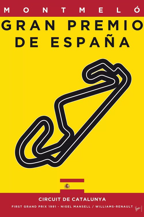 F1 Catalunya Race Track Minimal Poster