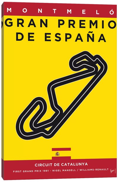 F1 Catalunya Race Track Minimal Poster Canvas Art Print - Auto Racing Art