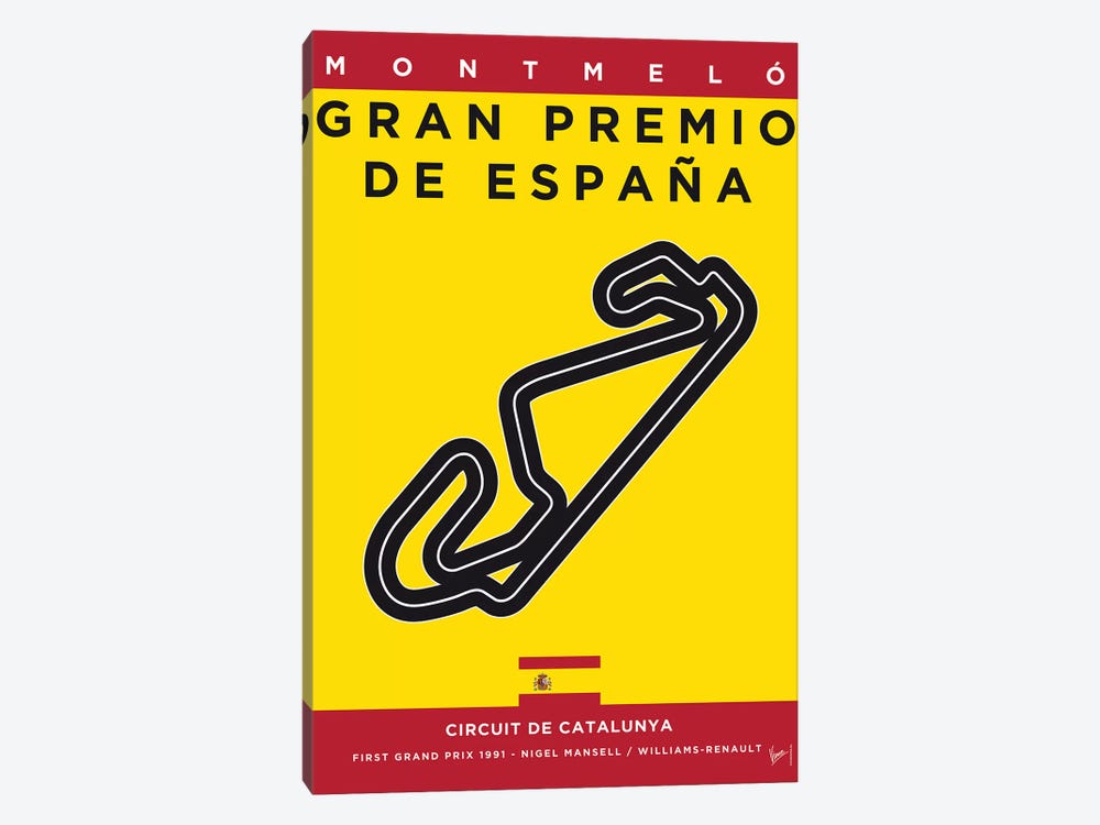 F1 Catalunya Race Track Minimal Poster by Chungkong 1-piece Canvas Art