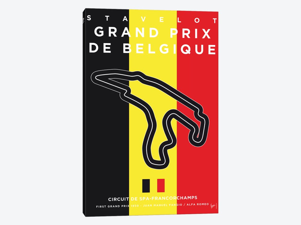 F1 Francorchamps Race Track Minimal Poster by Chungkong 1-piece Canvas Print