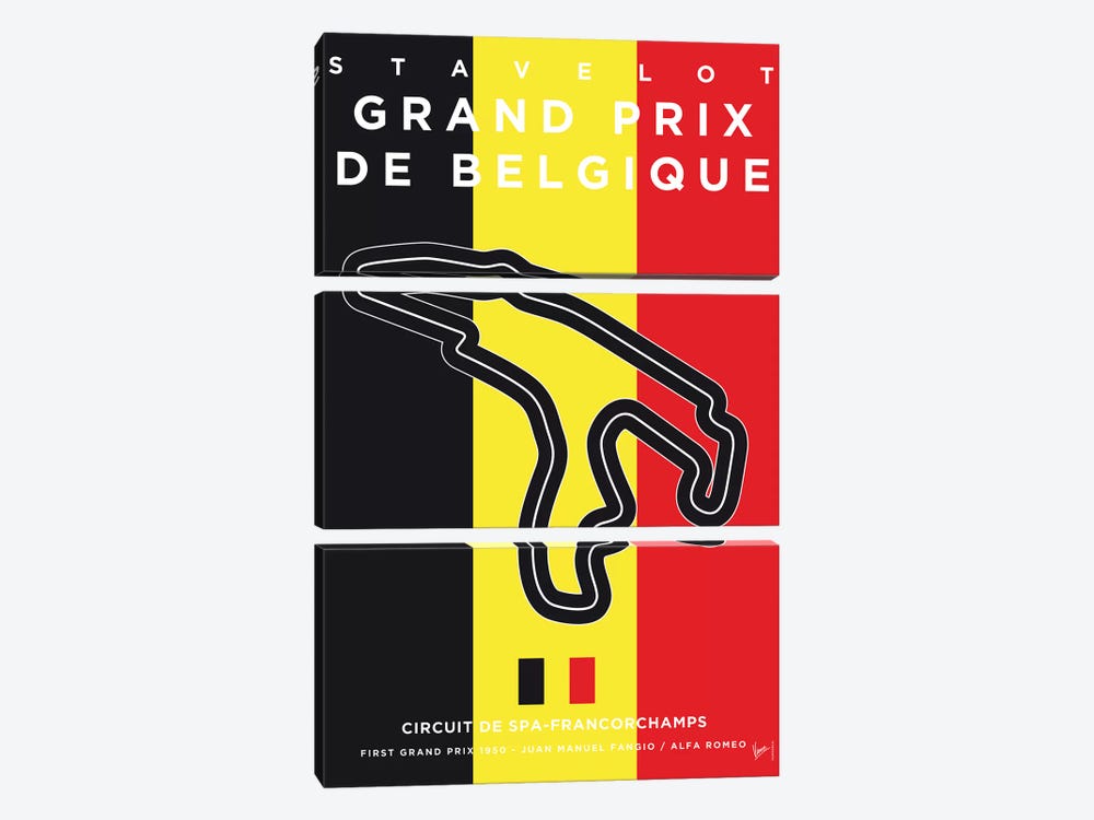 F1 Francorchamps Race Track Minimal Poster by Chungkong 3-piece Canvas Print
