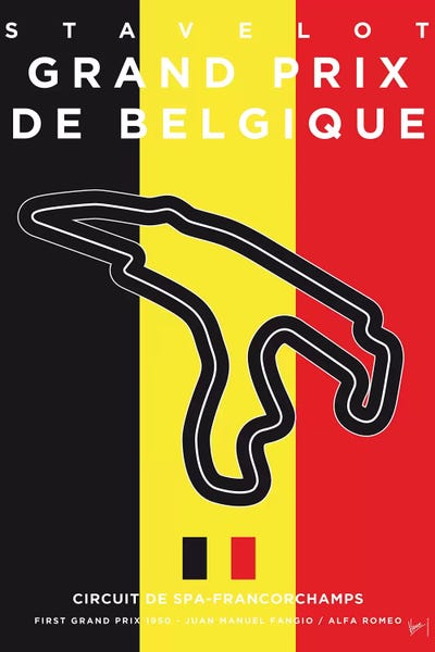 Automobiles: F1 Francorchamps Race Track Minimal Poster by Chungkong