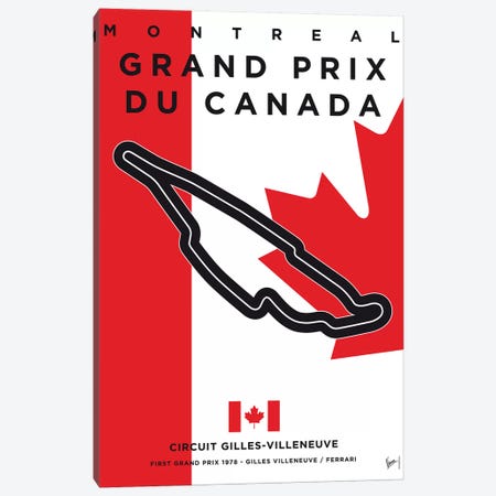 F1 Gilles Villeneuve Race Track Minimal Poster Canvas Print #CKG851} by Chungkong Canvas Art