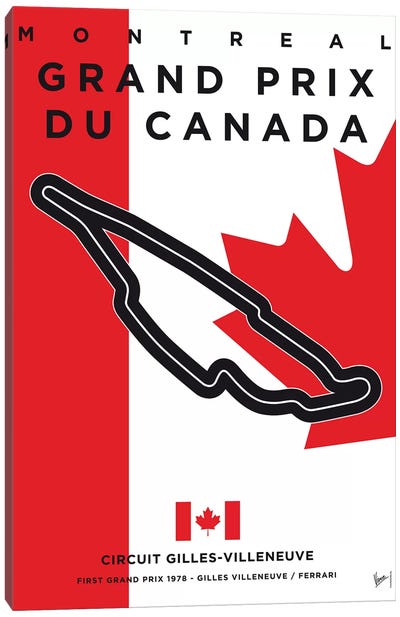 F1 Gilles Villeneuve Race Track Minimal Poster Canvas Art Print - Quebec Art