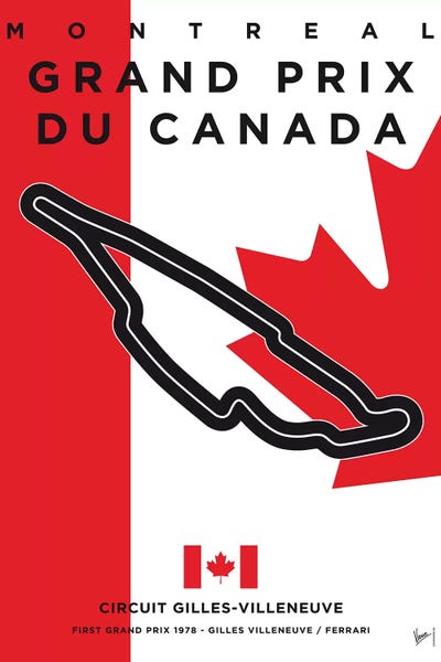 Canada: F1 Gilles Villeneuve Race Track Minimal Poster by Chungkong