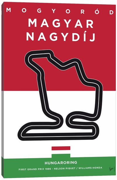 F1 Hungaroring Race Track Minimal Poster Canvas Art Print - Auto Racing Art