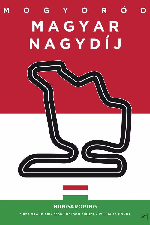 F1 Hungaroring Race Track Minimal Poster