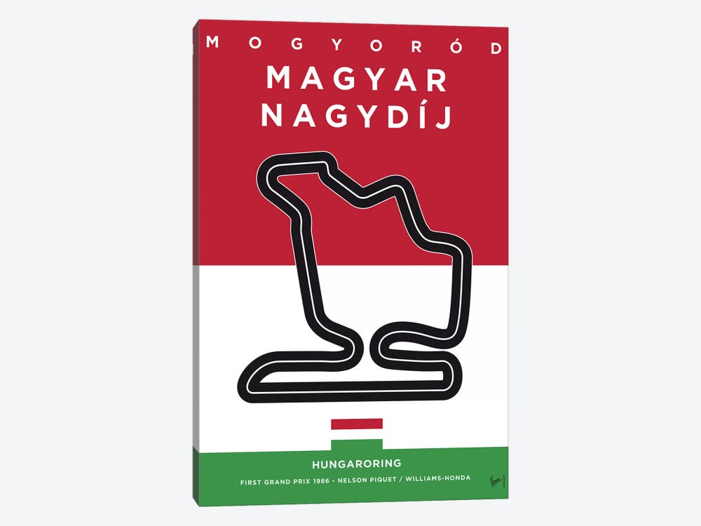 F1 Hungaroring Race Track Minimal Poster by Chungkong 1-piece Canvas Art Print