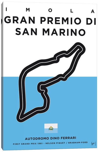 F1 Imola Track Minimal Poster Canvas Art Print - Auto Racing Art