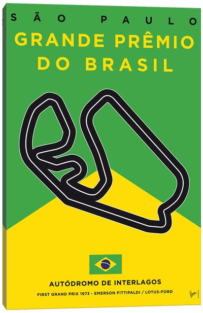 F1 Interlagos Track Minimal Poster Canvas Art Print - South America Art