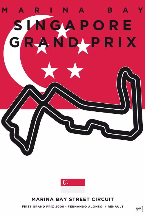 F1 Marina Bay Race Track Minimal Poster