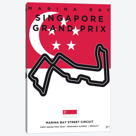 F1 Marina Bay Race Track Minimal Poster Canvas Print #CKG855} by Chungkong Art Print