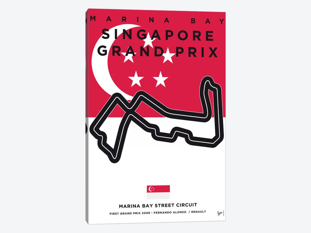 F1 Marina Bay Race Track Minimal Poster by Chungkong 1-piece Canvas Art