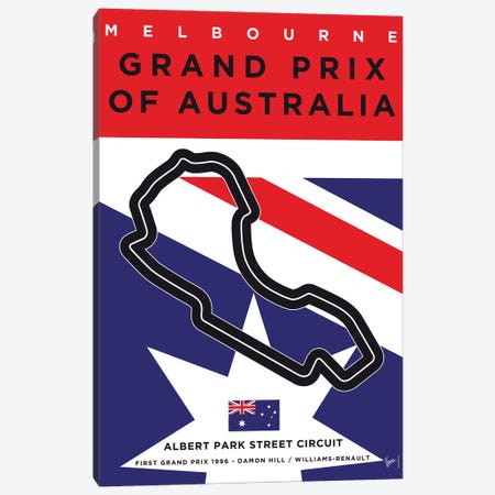 F1 Melbourne Race Track Minimal Poster Canvas Print #CKG856} by Chungkong Art Print