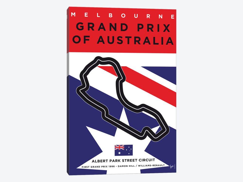 F1 Melbourne Race Track Minimal Poster by Chungkong 1-piece Canvas Print