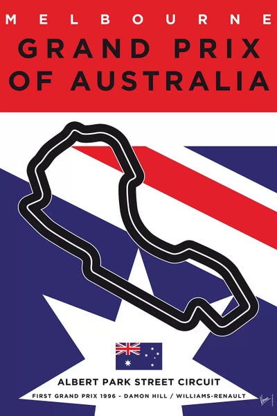 Australia: F1 Melbourne Race Track Minimal Poster by Chungkong