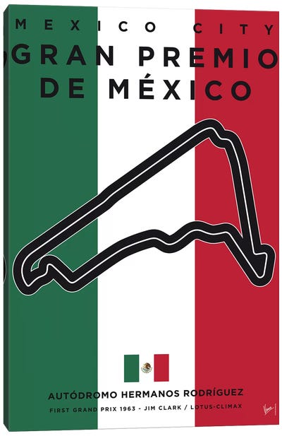 F1 Mexico Race Track Minimal Poster Canvas Art Print - Mexico Art