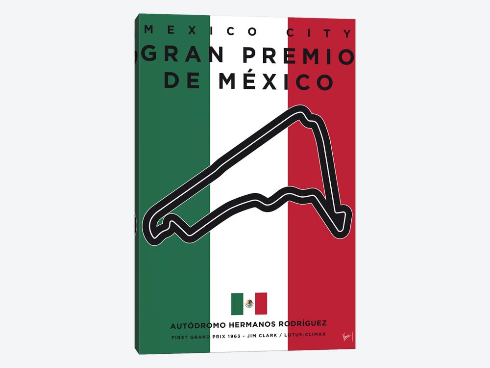 F1 Mexico Race Track Minimal Poster by Chungkong 1-piece Canvas Artwork