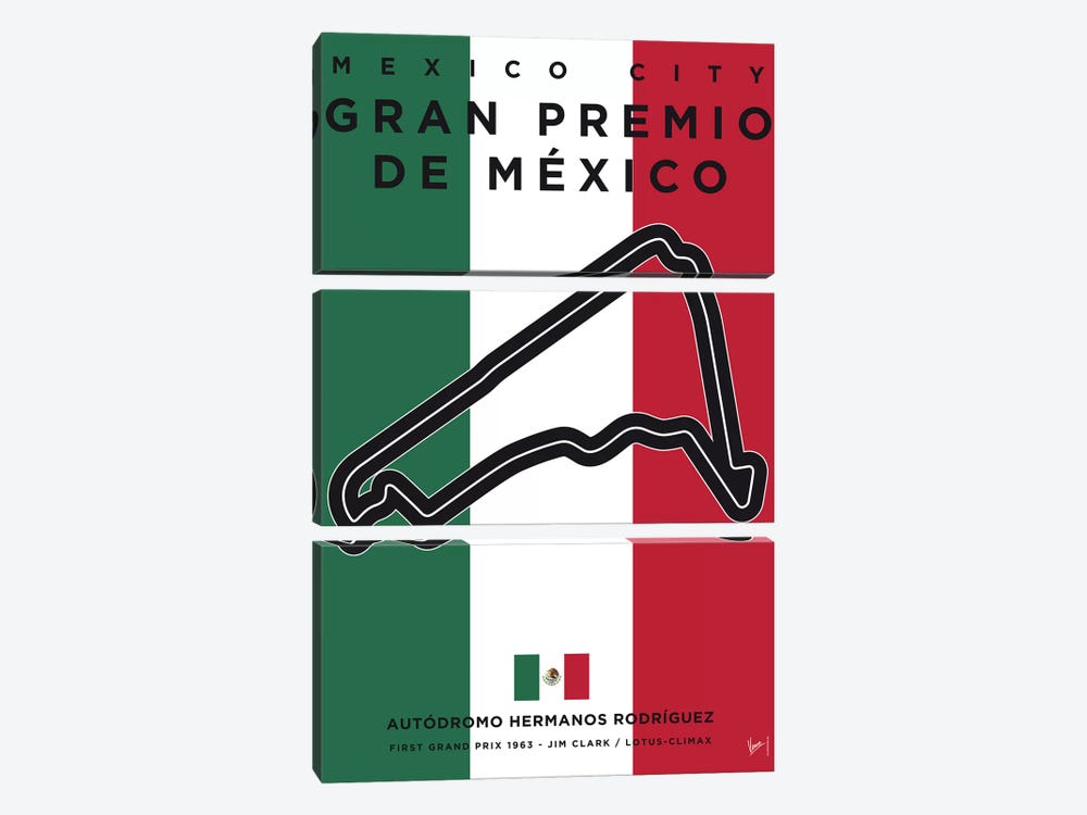 F1 Mexico Race Track Minimal Poster by Chungkong 3-piece Canvas Art