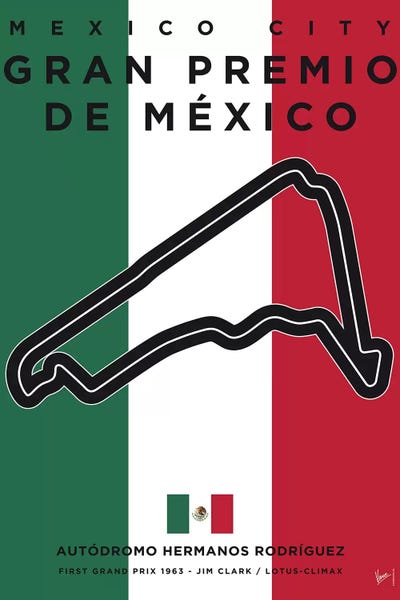 Mexico: F1 Mexico Race Track Minimal Poster by Chungkong