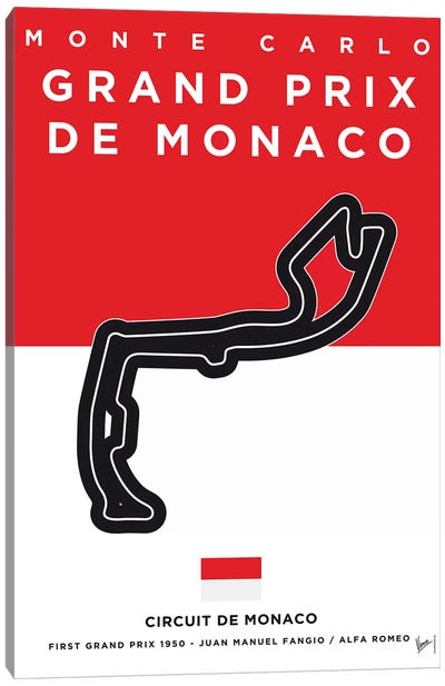 F1 Monaco Race Track Minimal Poster Canvas Art Print - Automobile Art