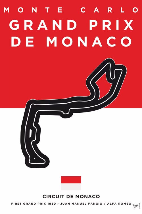 F1 Monaco Race Track Minimal Poster