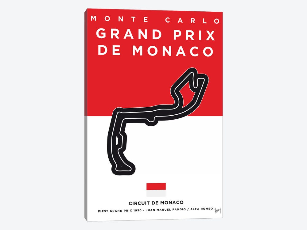 F1 Monaco Race Track Minimal Poster by Chungkong 1-piece Canvas Print