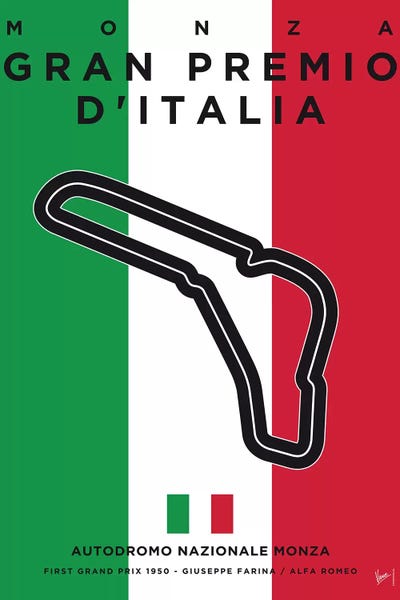 Lombardy: F1 Monza Race Track Minimal Poster by Chungkong