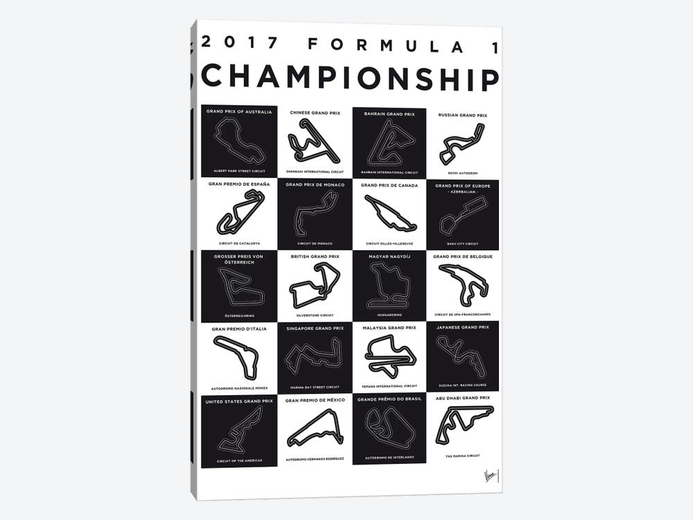 F1 Season 2017 Race Track Minimal Poster by Chungkong 1-piece Art Print