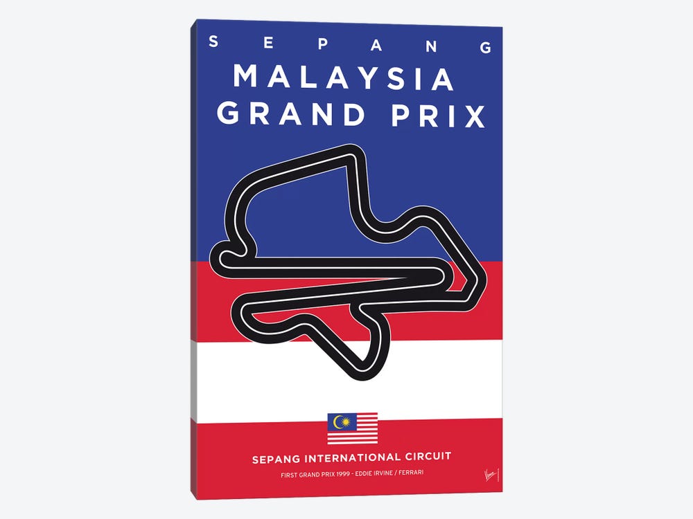 F1 Sepang Race Track Minimal Poster by Chungkong 1-piece Canvas Art