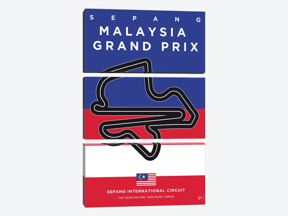 F1 Sepang Race Track Minimal Poster by Chungkong 3-piece Canvas Wall Art