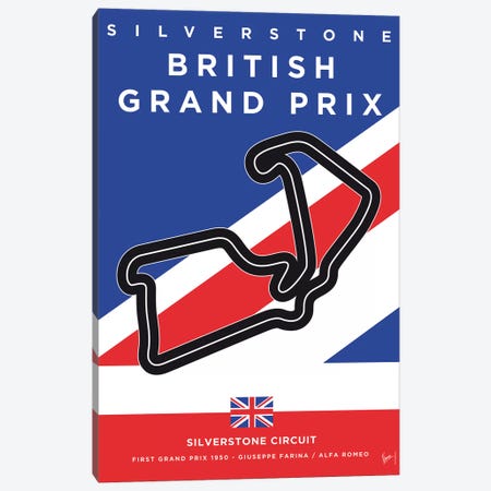 F1 Silverstone Race Track Minimal Poster Canvas Print #CKG864} by Chungkong Canvas Artwork