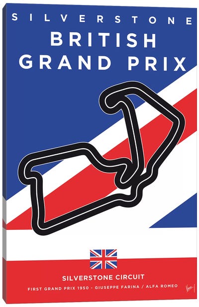 F1 Silverstone Race Track Minimal Poster Canvas Art Print - Auto Racing Art